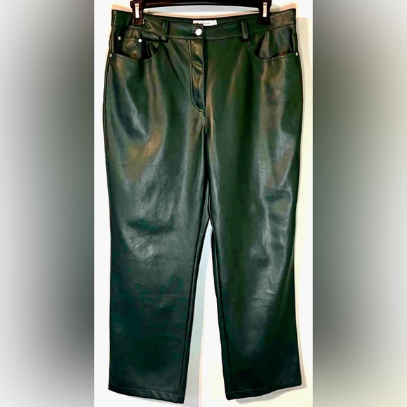 Avec Les Filles Pants trousers forest green Faux Leather XL casual Anthropology - Picture 5 of 9